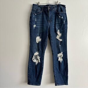 Judy Blue Jeans Women’s 16W Distressed Skinny Medium Wash Ripped Casual